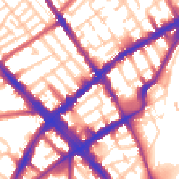 Daytime road noise heatmap for N7 6AE