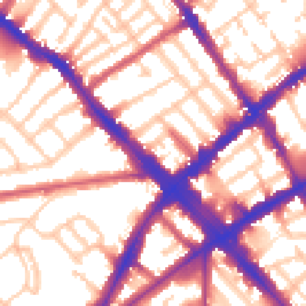 Daytime road noise heatmap for N7 6AQ