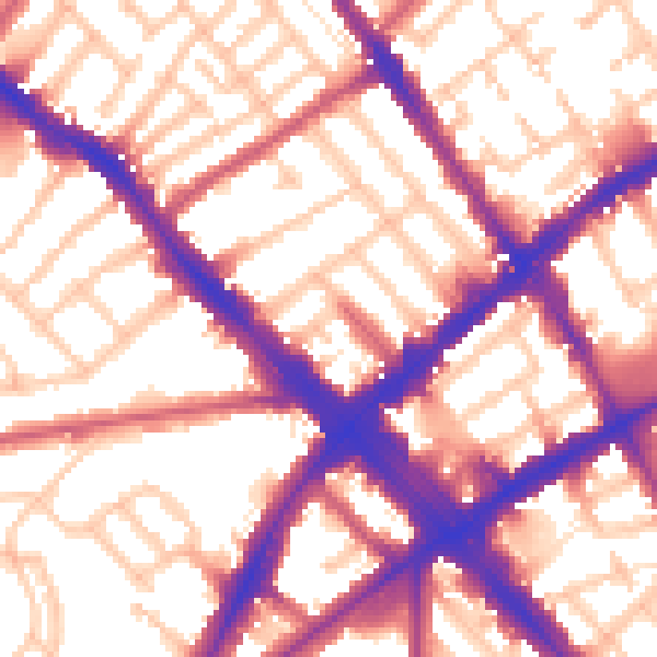 Daytime road noise heatmap for N7 6AS