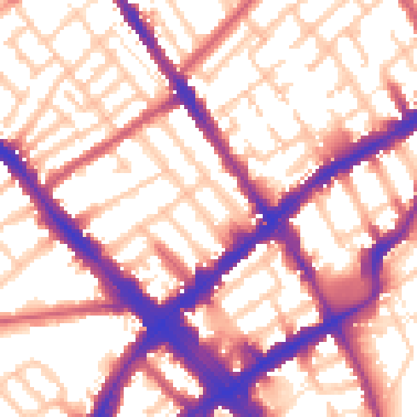 Daytime road noise heatmap for N7 6BT