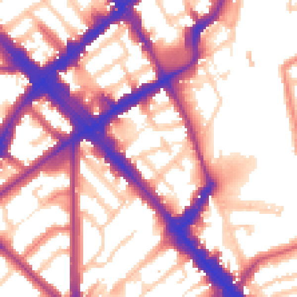 Daytime road noise heatmap for N7 6DD