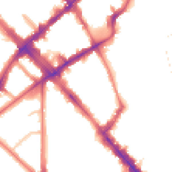 Night-time road noise heatmap for N7 6DD