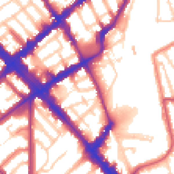 Daytime road noise heatmap for N7 6DH