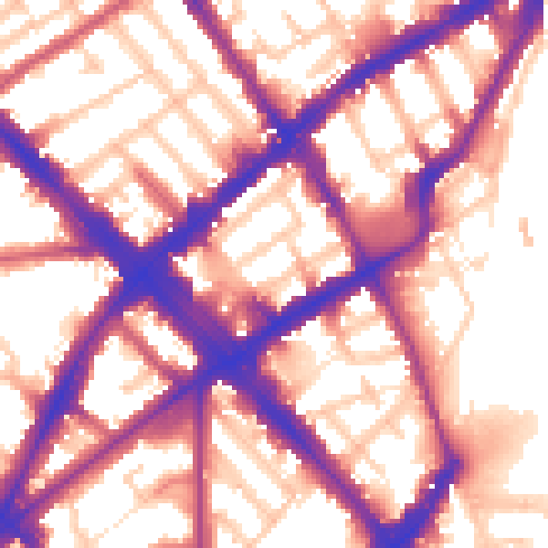 Daytime road noise heatmap for N7 6DS