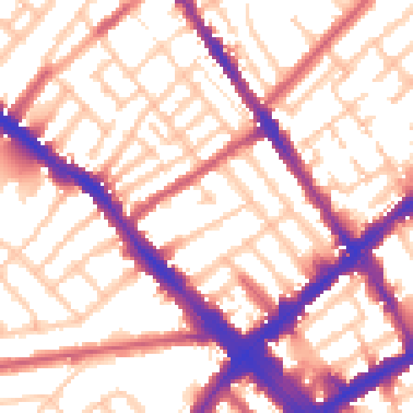 Daytime road noise heatmap for N7 6FF
