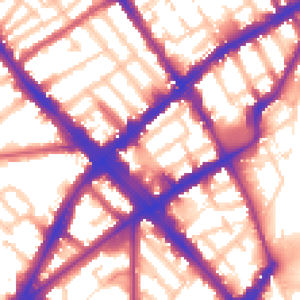Daytime road noise heatmap for N7 6PJ