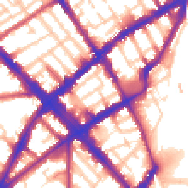 Daytime road noise heatmap for N7 6QJ