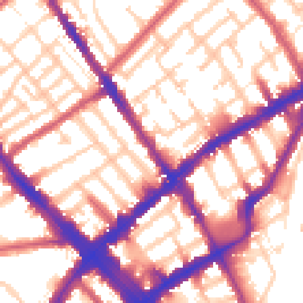 Daytime road noise heatmap for N7 6RA