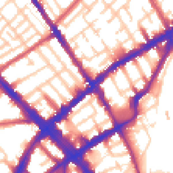 Daytime road noise heatmap for N7 6RQ