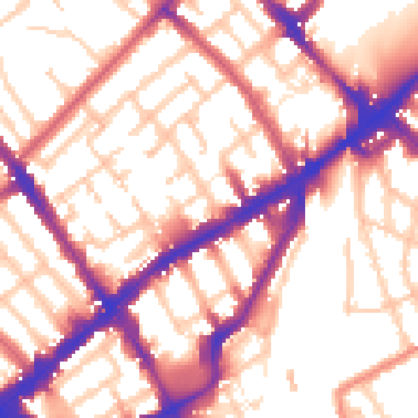 Daytime road noise heatmap for N7 7FB