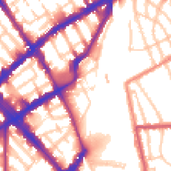 Daytime road noise heatmap for N7 7JE
