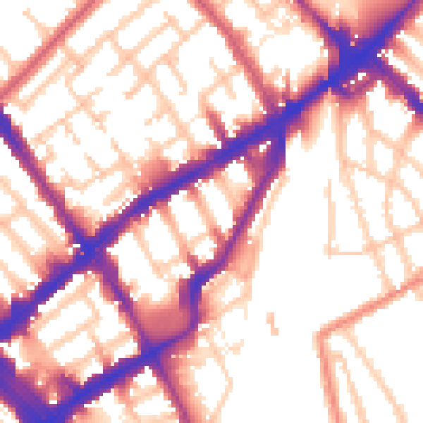 Daytime road noise heatmap for N7 7JU