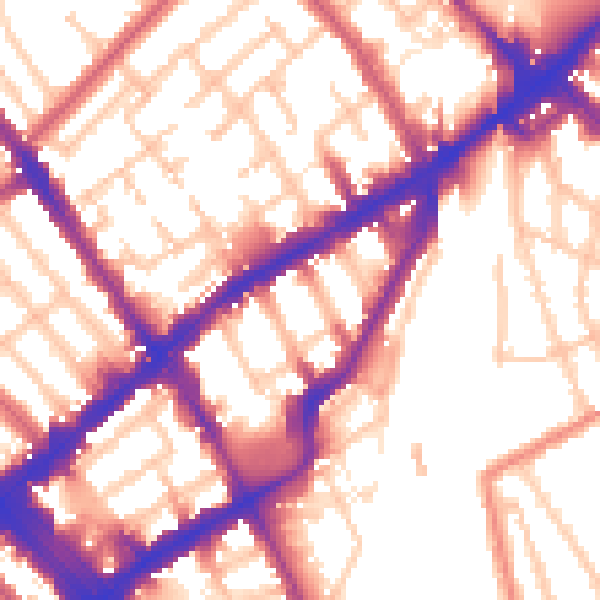 Daytime road noise heatmap for N7 7JZ