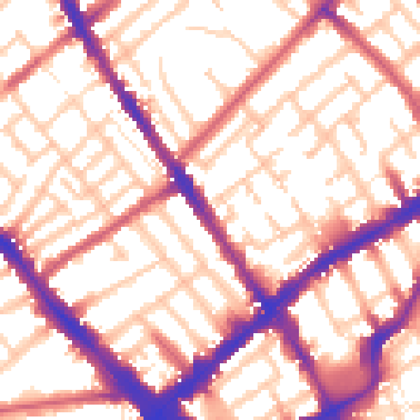 Daytime road noise heatmap for N7 7RA