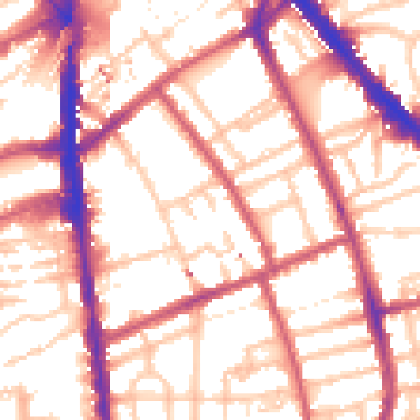 Daytime road noise heatmap for N7 8BB