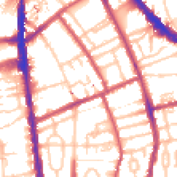 Daytime road noise heatmap for N7 8BF