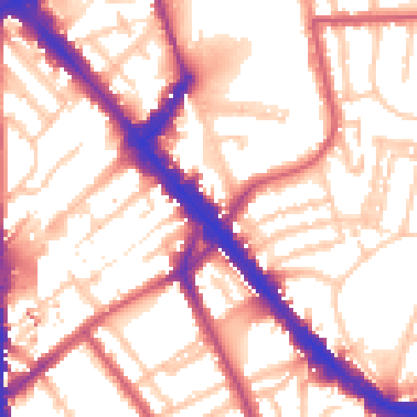 Daytime road noise heatmap for N7 8DD