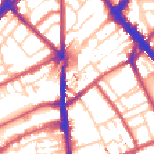 Daytime road noise heatmap for N7 8EU
