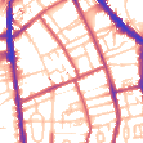 Daytime road noise heatmap for N7 8FA
