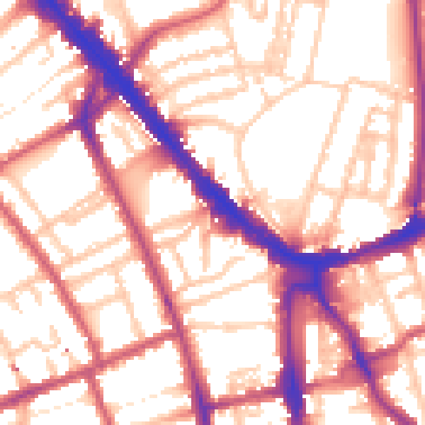 Daytime road noise heatmap for N7 8LA