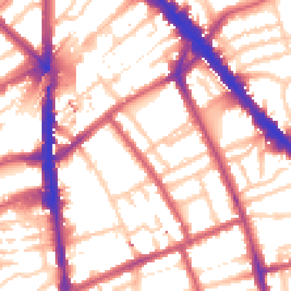 Daytime road noise heatmap for N7 8PA