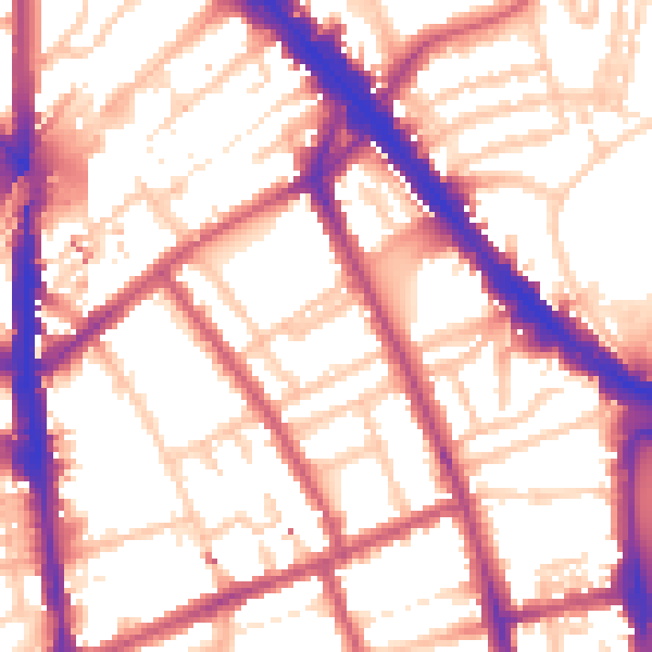 Daytime road noise heatmap for N7 8PE