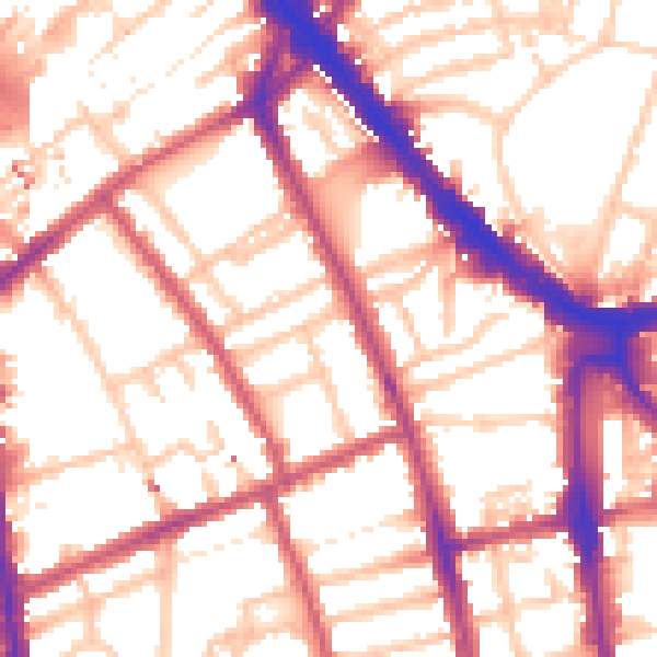 Daytime road noise heatmap for N7 8PP
