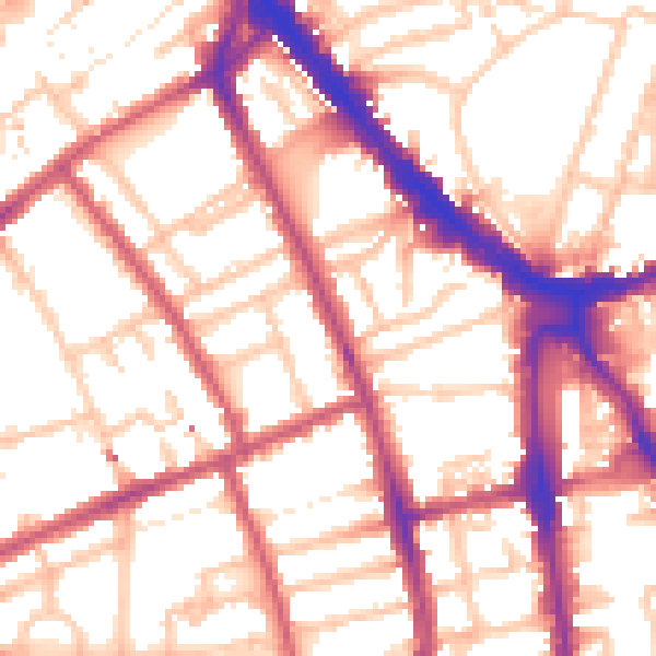 Daytime road noise heatmap for N7 8PT