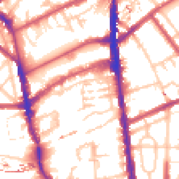 Daytime road noise heatmap for N7 9DD