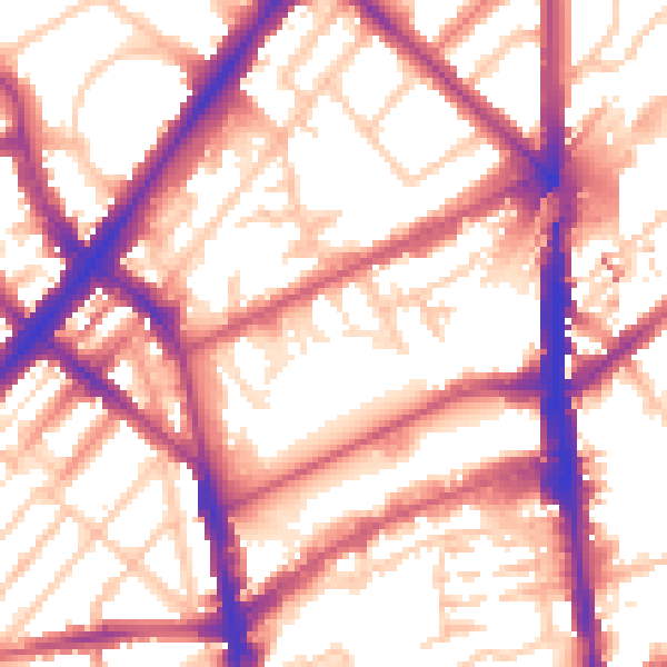 Daytime road noise heatmap for N7 9FR