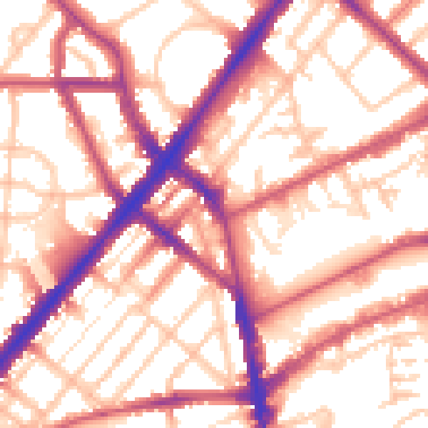 Daytime road noise heatmap for N7 9LG