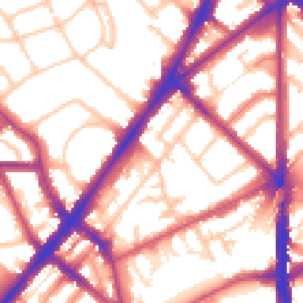 Daytime road noise heatmap for N7 9LU