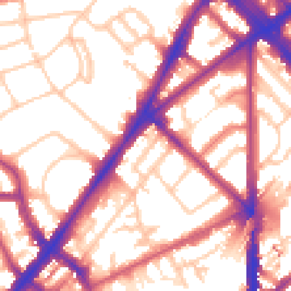 Daytime road noise heatmap for N7 9LY