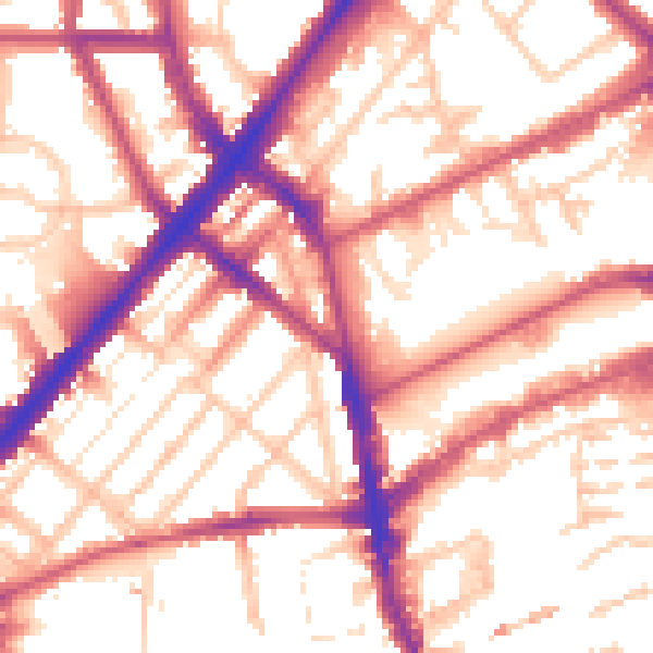 Daytime road noise heatmap for N7 9QE