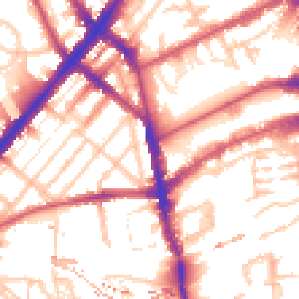 Daytime road noise heatmap for N7 9QF