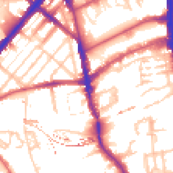 Daytime road noise heatmap for N7 9QG