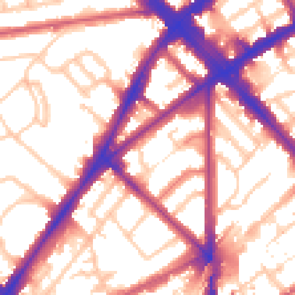 Daytime road noise heatmap for N7 9RT