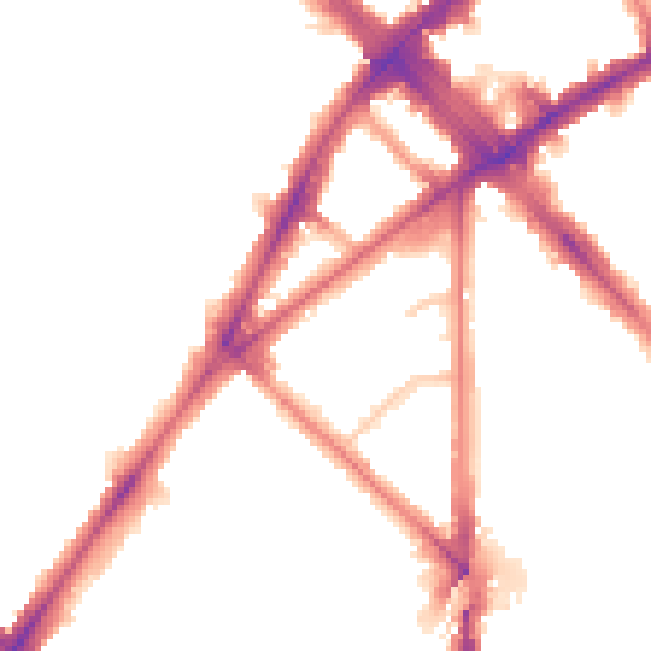 Night-time road noise heatmap for N7 9RT