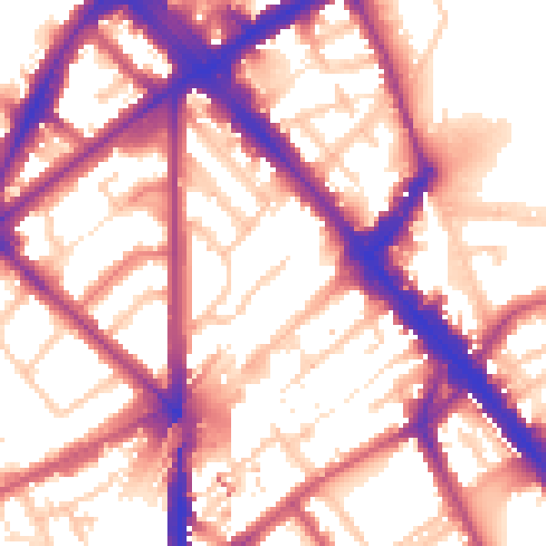 Daytime road noise heatmap for N7 9SY