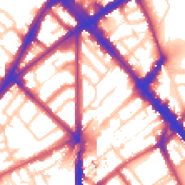 Daytime road noise heatmap for N7 9TD
