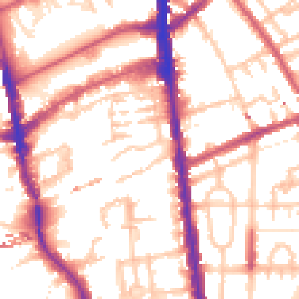 Daytime road noise heatmap for N7 9UN