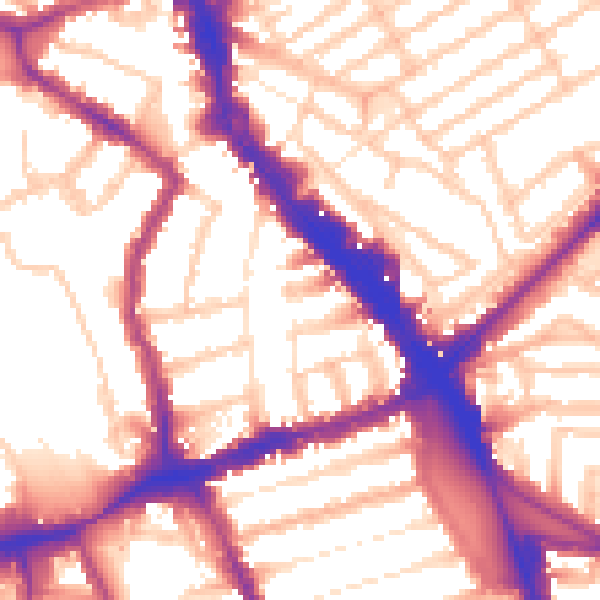 Daytime road noise heatmap for N8 0DG