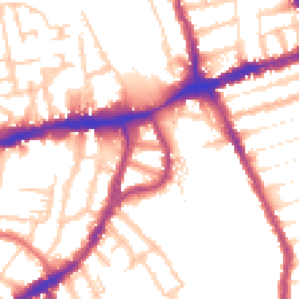 Daytime road noise heatmap for N8 7BS