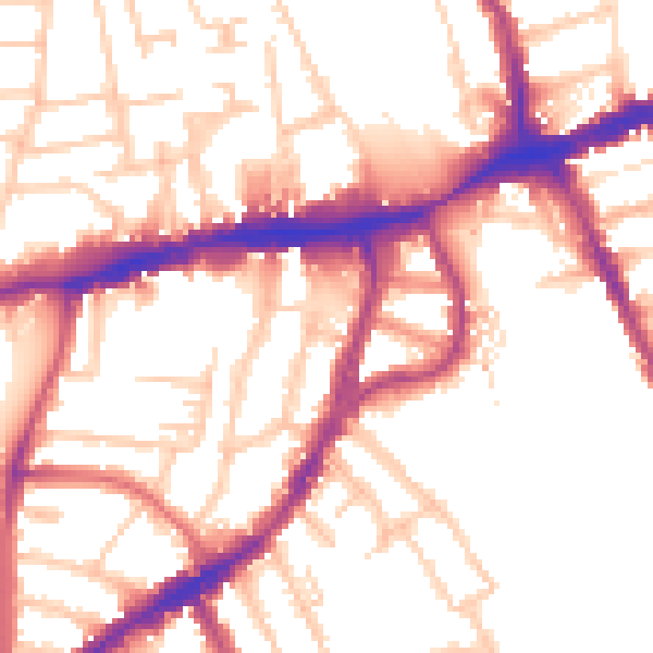 Daytime road noise heatmap for N8 7BX