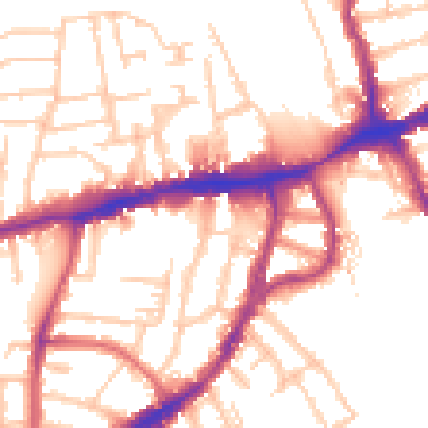 Daytime road noise heatmap for N8 7DU