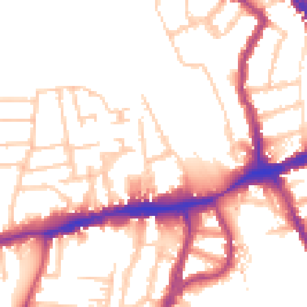 Daytime road noise heatmap for N8 7NH