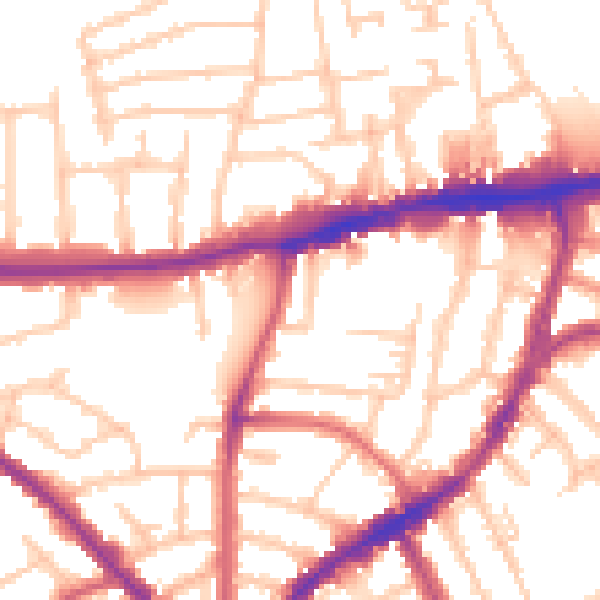 Daytime road noise heatmap for N8 7PG