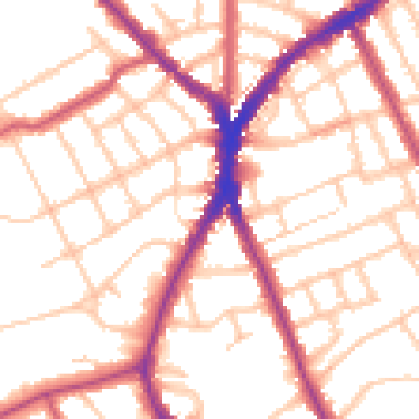 Daytime road noise heatmap for N8 8AA