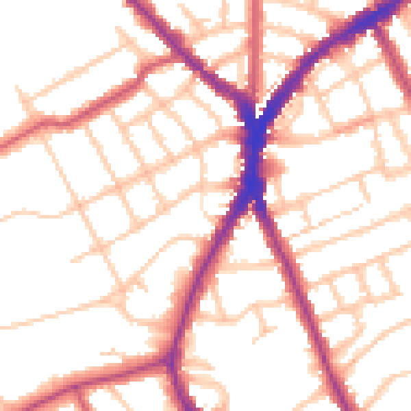 Daytime road noise heatmap for N8 8AE