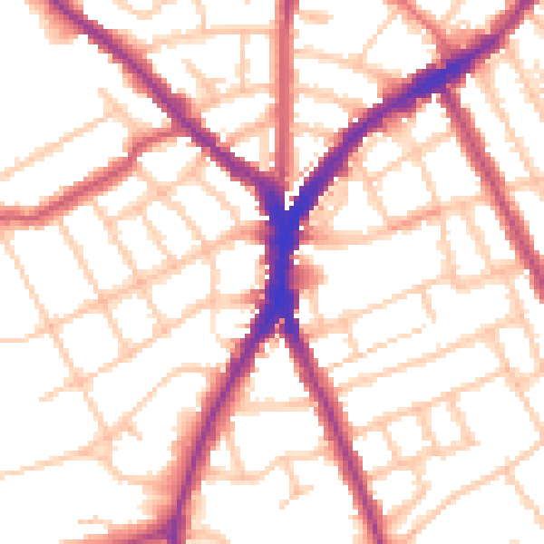 Daytime road noise heatmap for N8 8DU